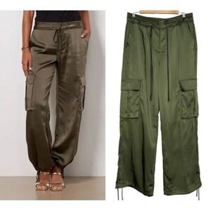 NWT Sanctuary Satin Green Wide Leg Cargo Pants 29